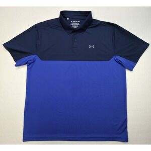 Under Armour Playoff Polo Shirt Mens 2XL Blue Purple Golf Stretch Limited‎ Use